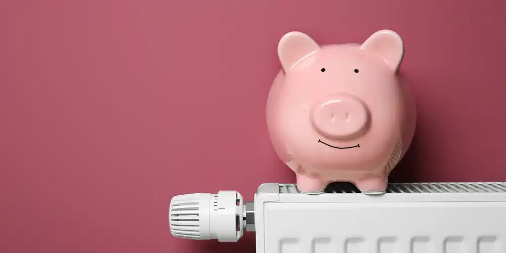 Bild von einem Sparschwein auf der Heizung
