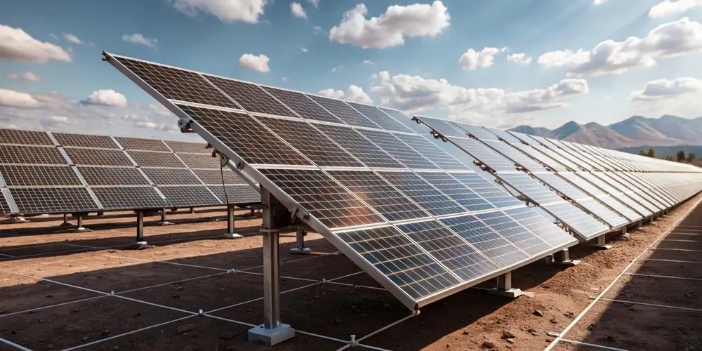 Bild von einer Freiflächen-Photovoltaik-Anlage